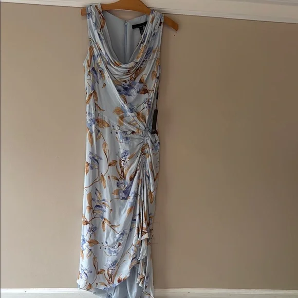 NEW WHBM Cowl Neck Ruched Midi Dress - Picture 8 of 13